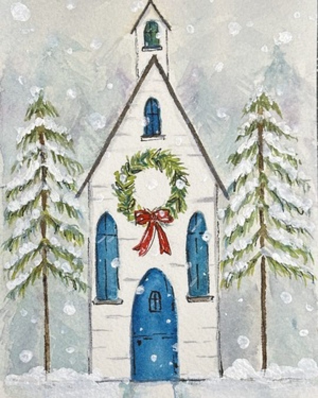 custom-painting-church custom watercolor painting of a church